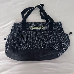 Thirty-One Black and White Tote with Namaste Embroidery